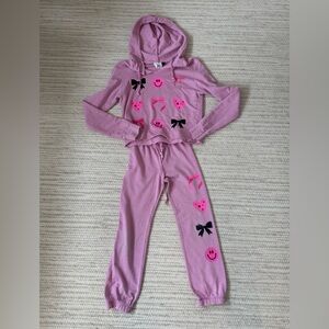 LUCY Dennys Girls Pink Sweatsuit Sweatshirt Sweatpants 5-6 Years